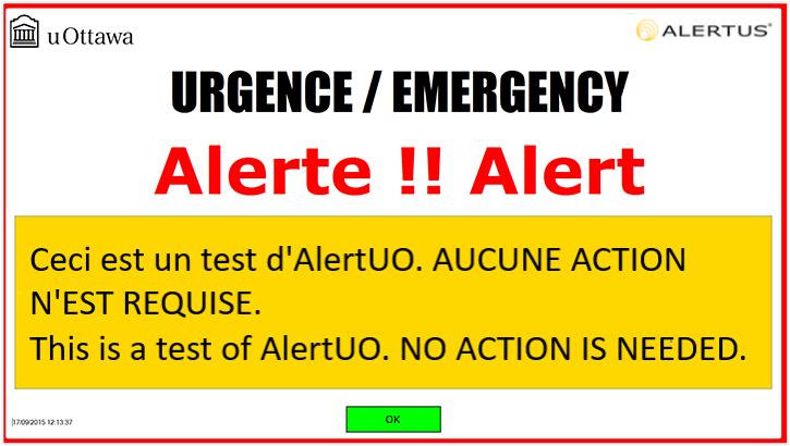 Image of alert posted on a computer screen 