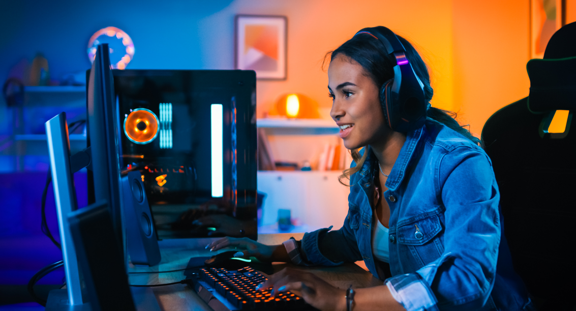 A women playing games
