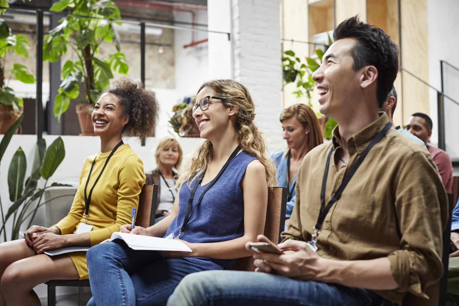 People sitting and smiling