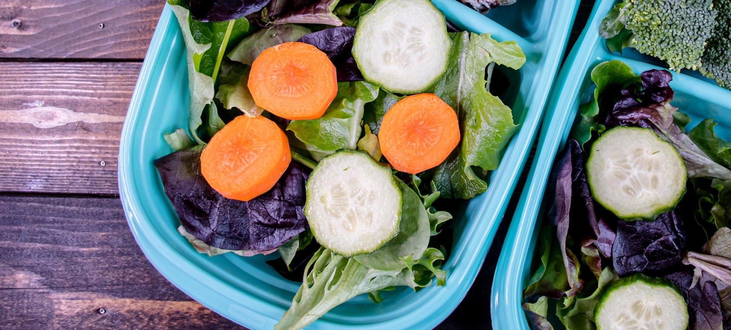 Fresh salad served in reusable containers