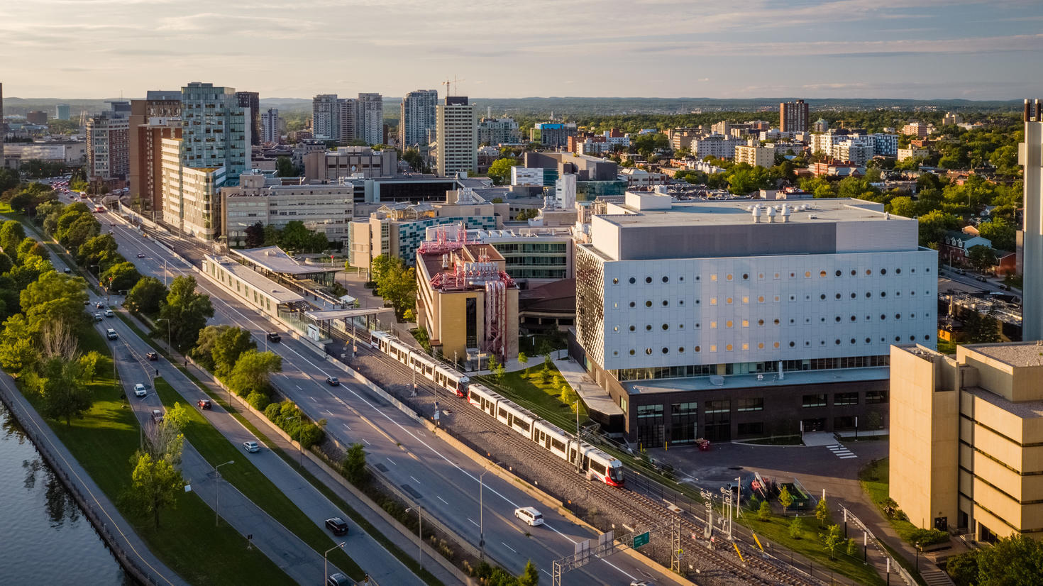Campus view with O-Train