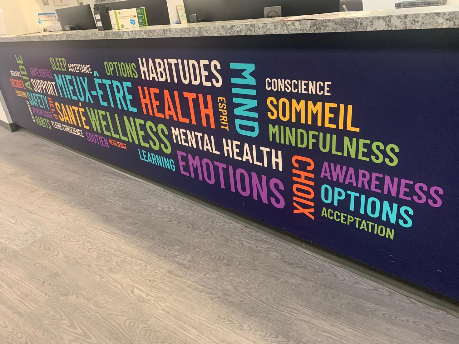 Reception desk at the Student Health and Wellness Centre
