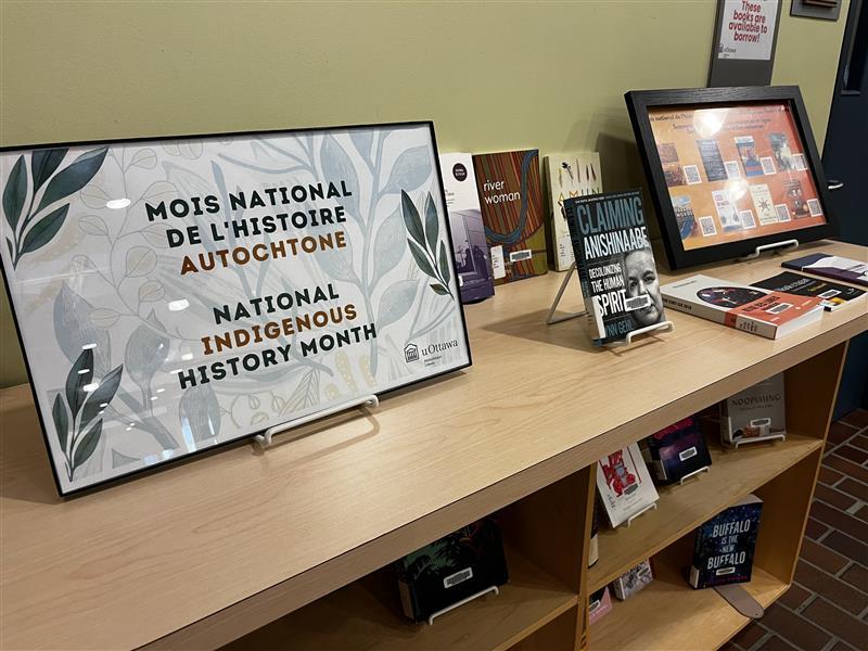a display of books for Indigenous History Month