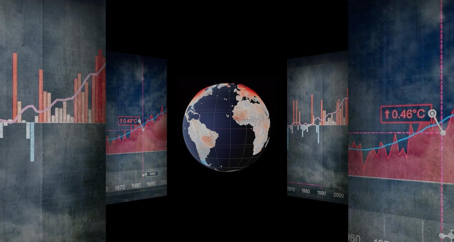 Globe Earth with graphs