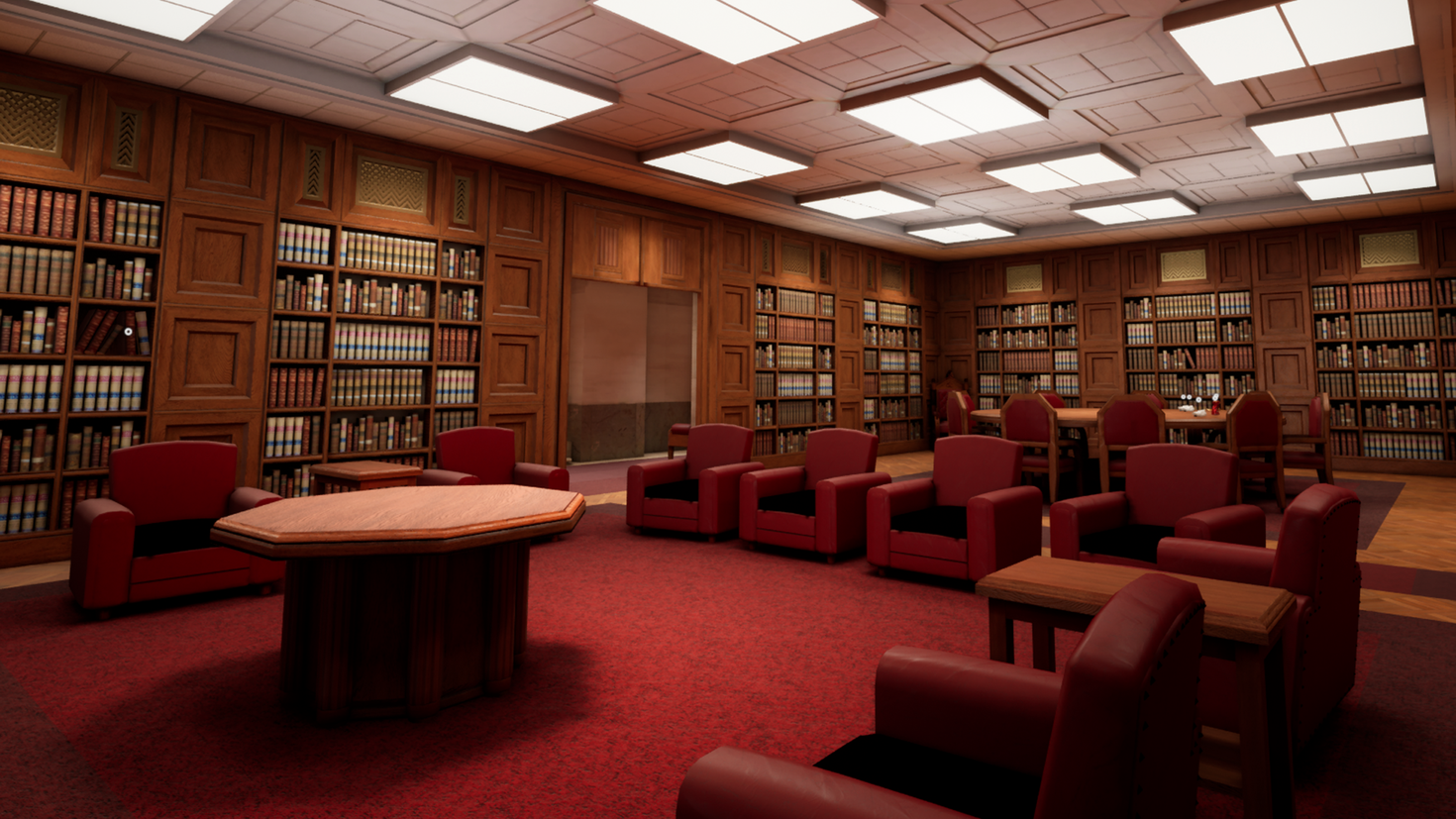 Illustration of the supreme court interior in a video game