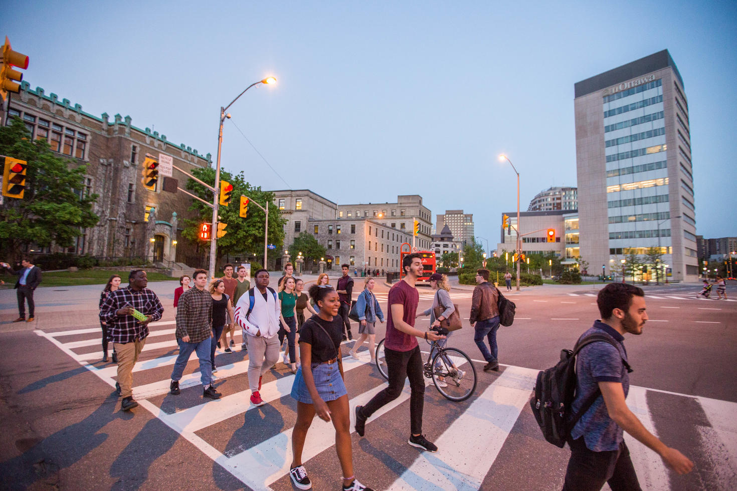 Students crossing the street 