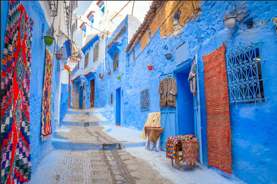 Blue medina street in Morocco