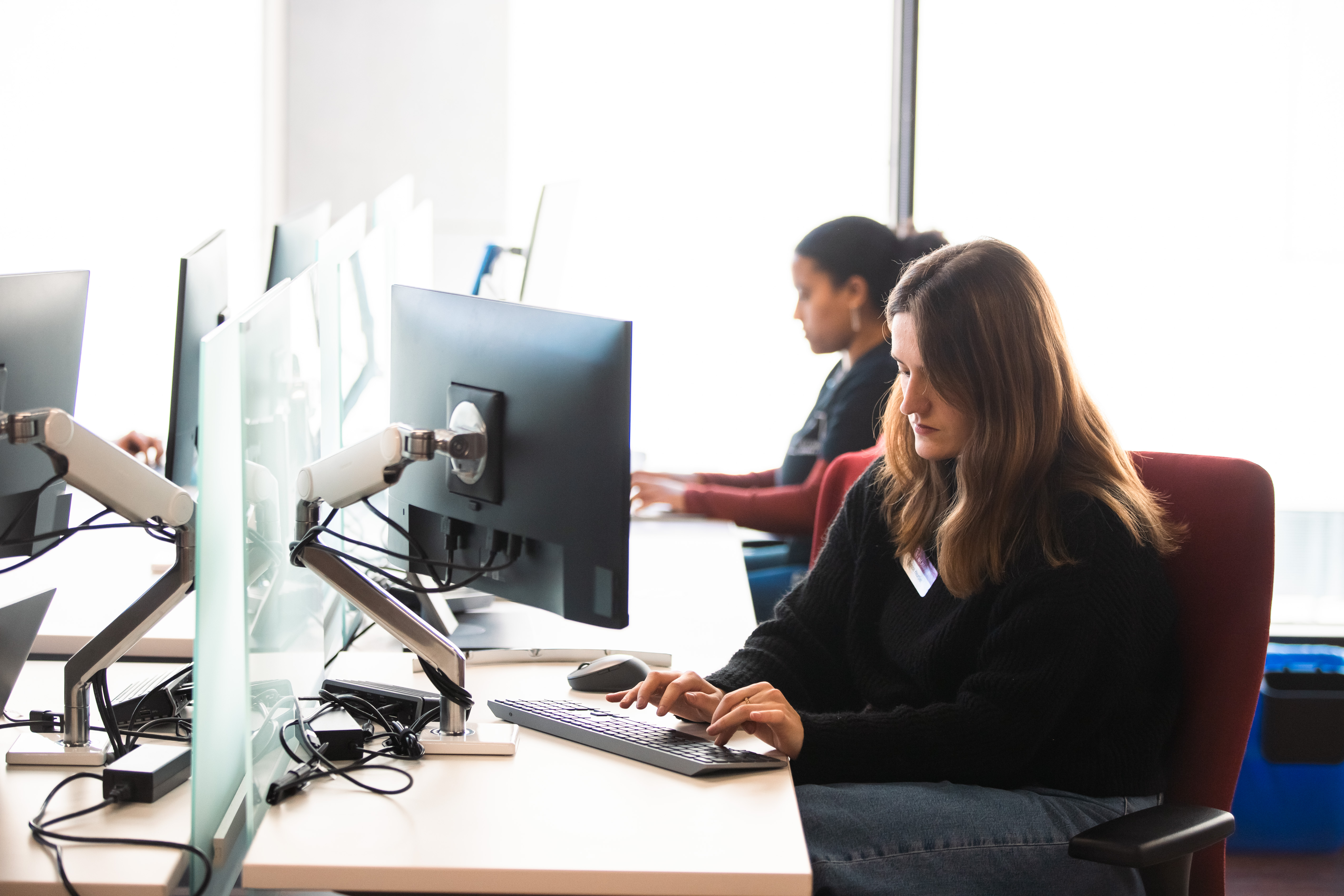 student at her computer