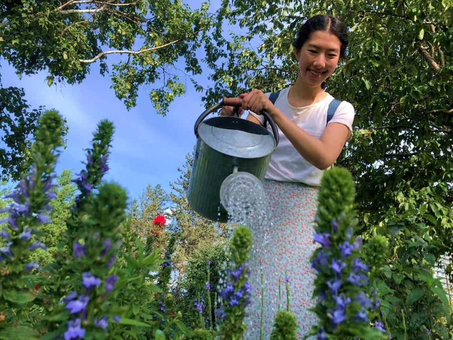 Meagan watering plants