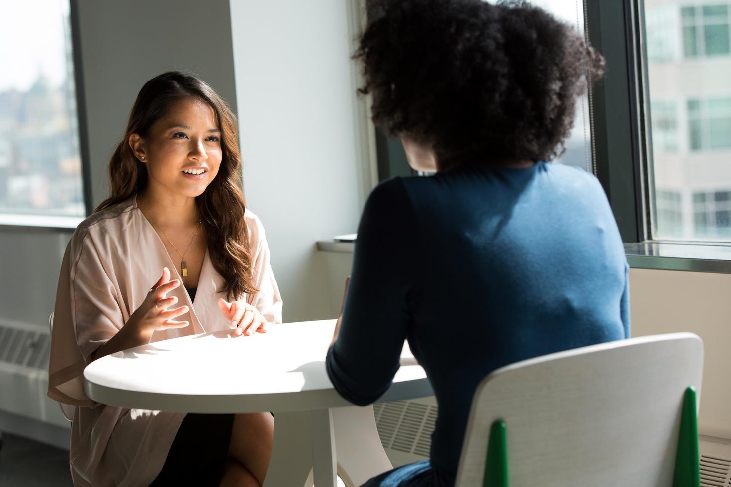 Student at a job interview