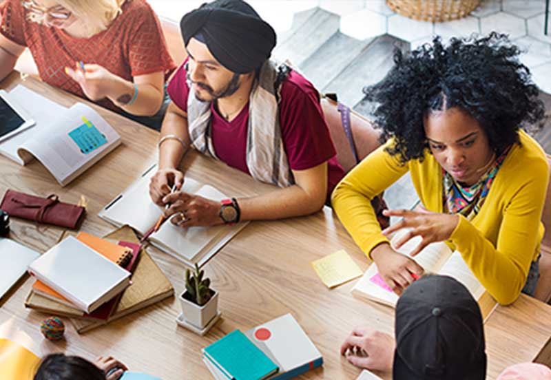 group of students at table