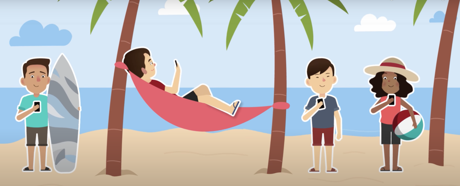 personnages à la plage