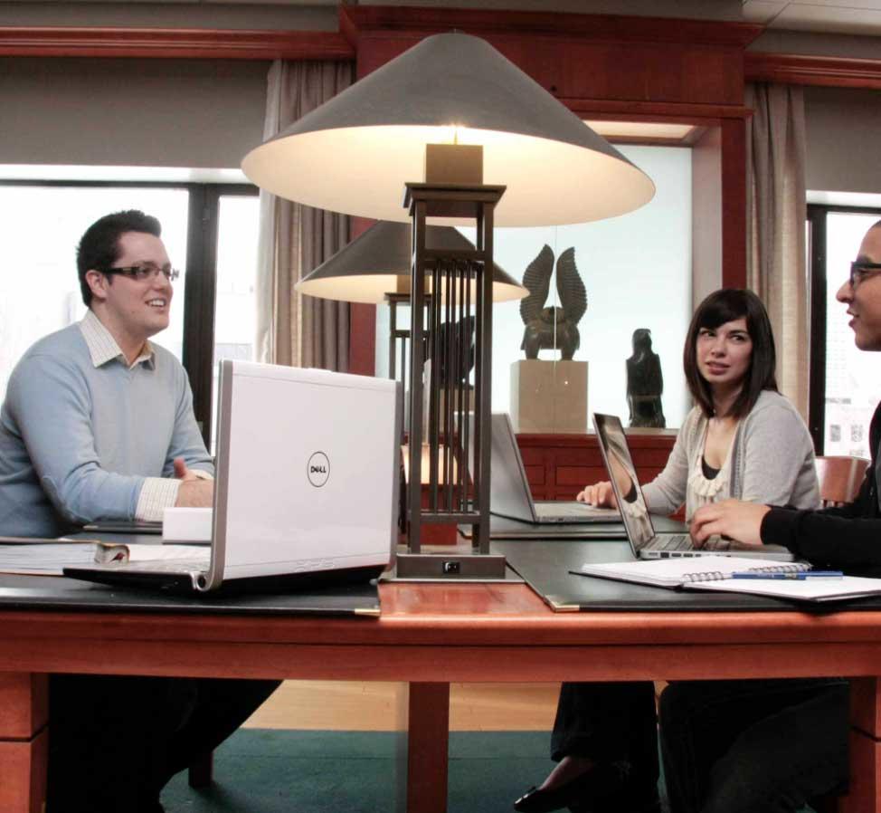students in library