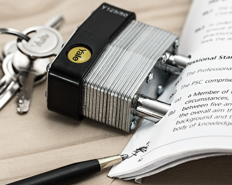 lock with key by paper