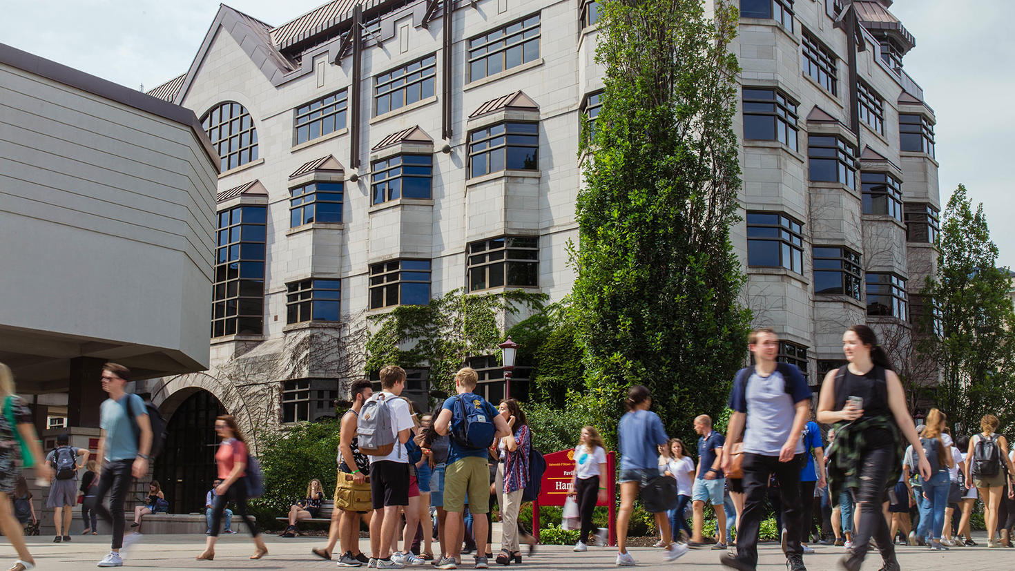 Students walking on campus