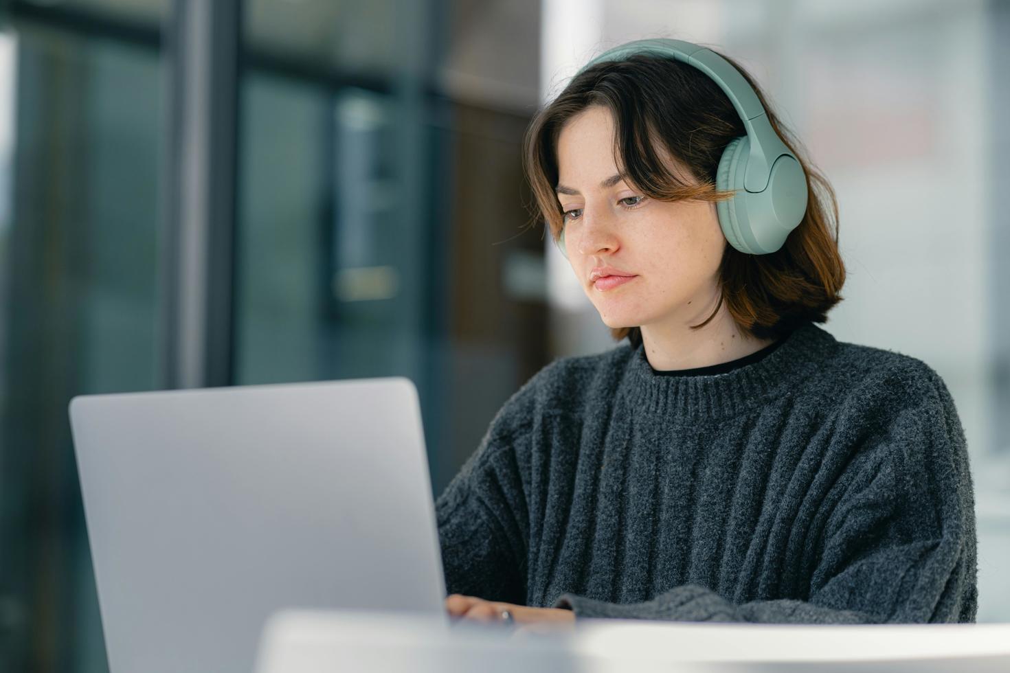 woman with headphones