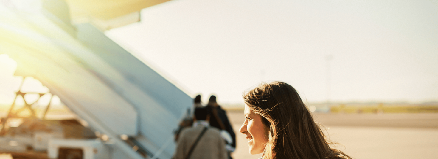 Girl getting on a plane