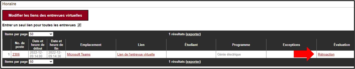 Image du Navigateur COOP - Onglet Horaire