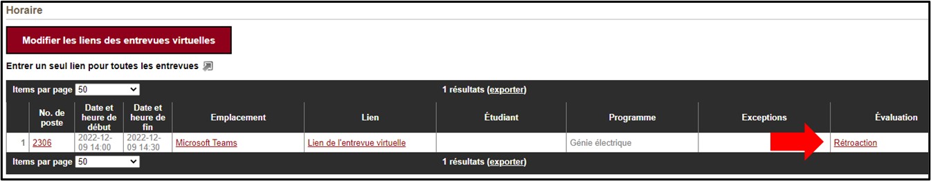 Image du Navigateur COOP - Onglet Horaire