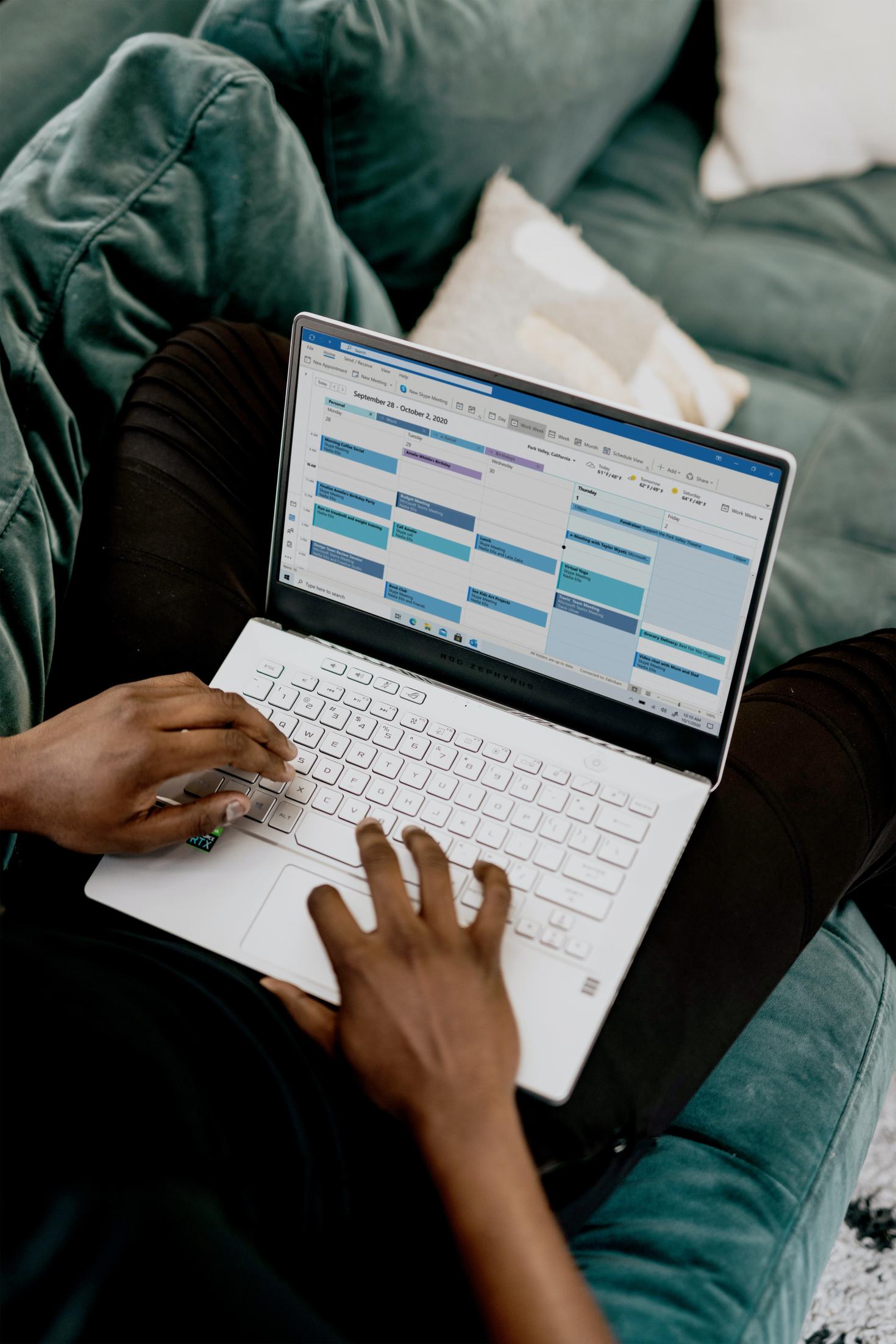 Calendrier virtuel sur un écran de portable