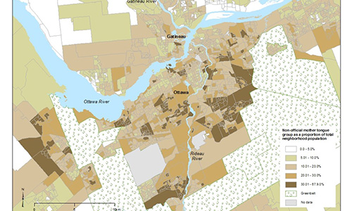 Carte de la région de Gatineau-Ottawa.