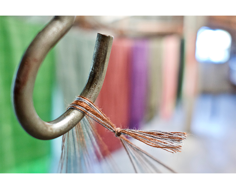 Looms in a traditional shawl workshop