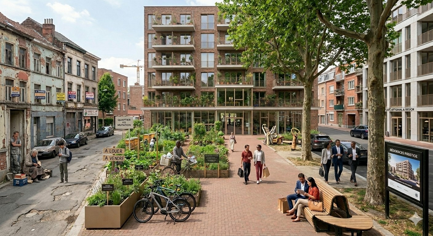 Un nouveau quartier moderne remplace peu à peu l’ancien, et les habitants d’avant deviennent minoritaires face aux nouveaux