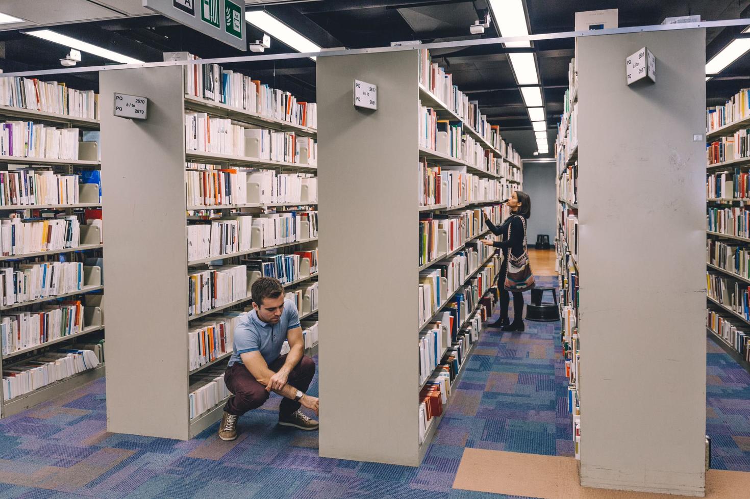 Student in the library