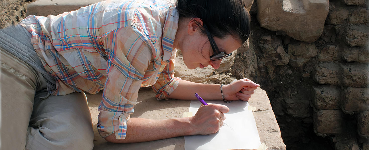 Student working on the field, archeology