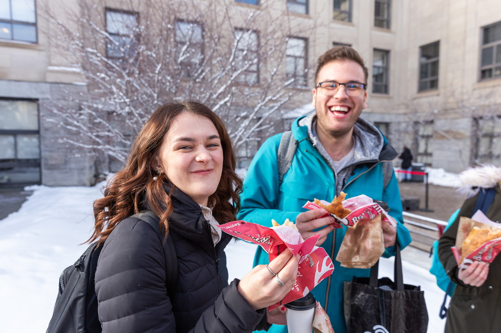 Students eating Beavertails 