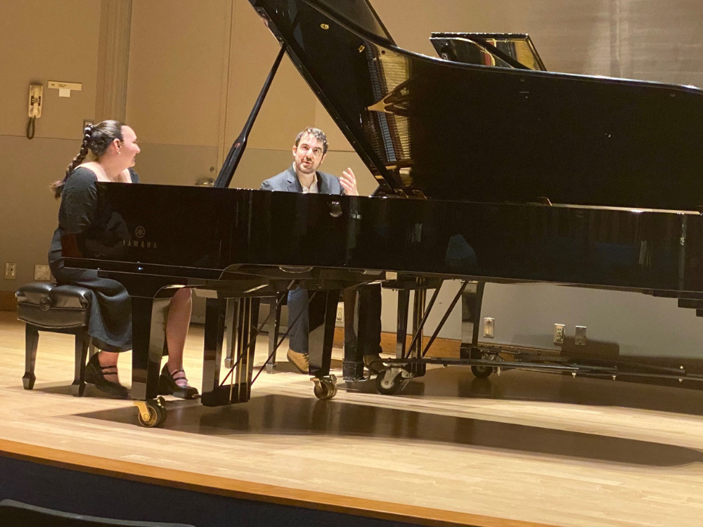 Two pianists in Freiman Hall