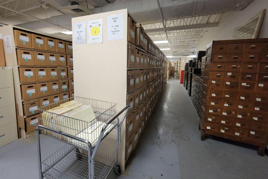 Files on shelves.