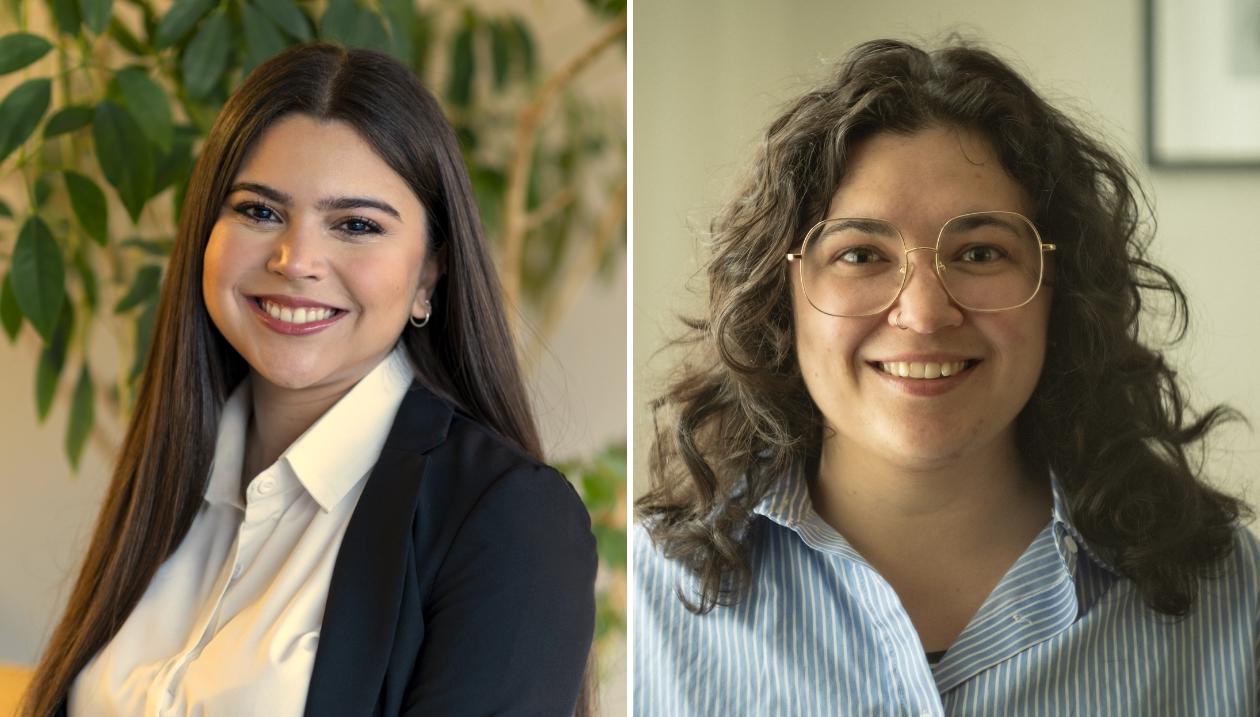 Nadine Cheffi (gauche), MD 2025 et Constance-Marguerite Proulx (droite), promotion 2025 de la maîtrise en sociologie avec spécialisation en études féministes et de genre.