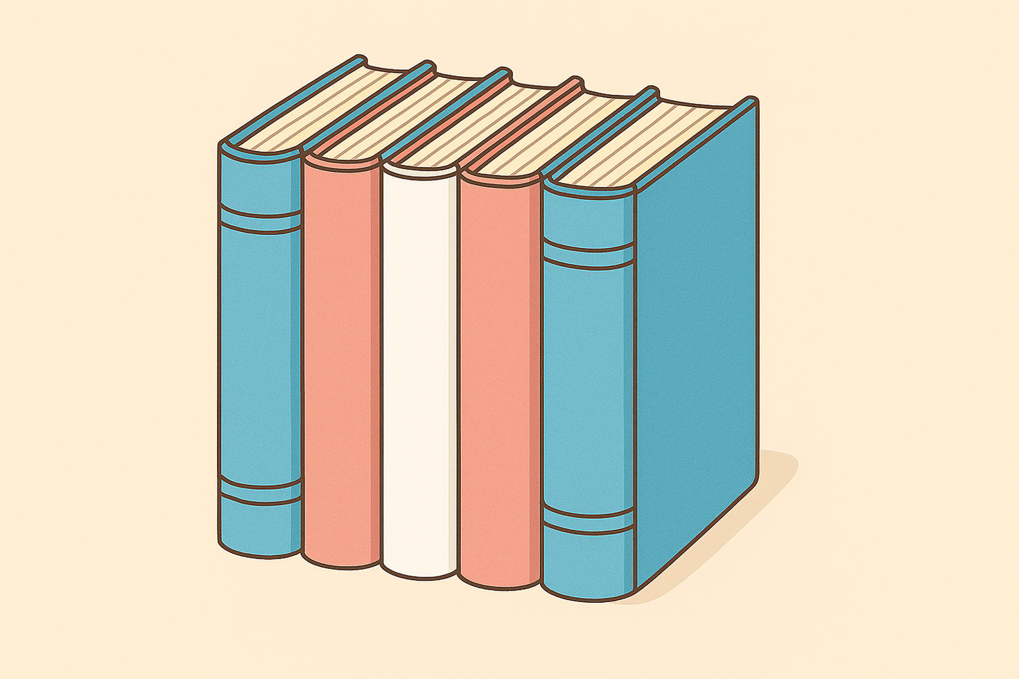 Illustration de cinq livres ensemble leurs couleurs représente le drapeau trans