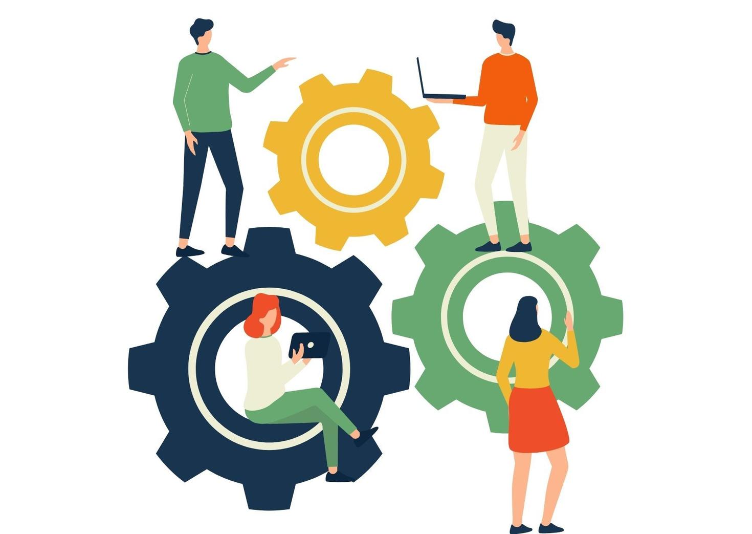 Esquisse de personnes collaborant ensemble