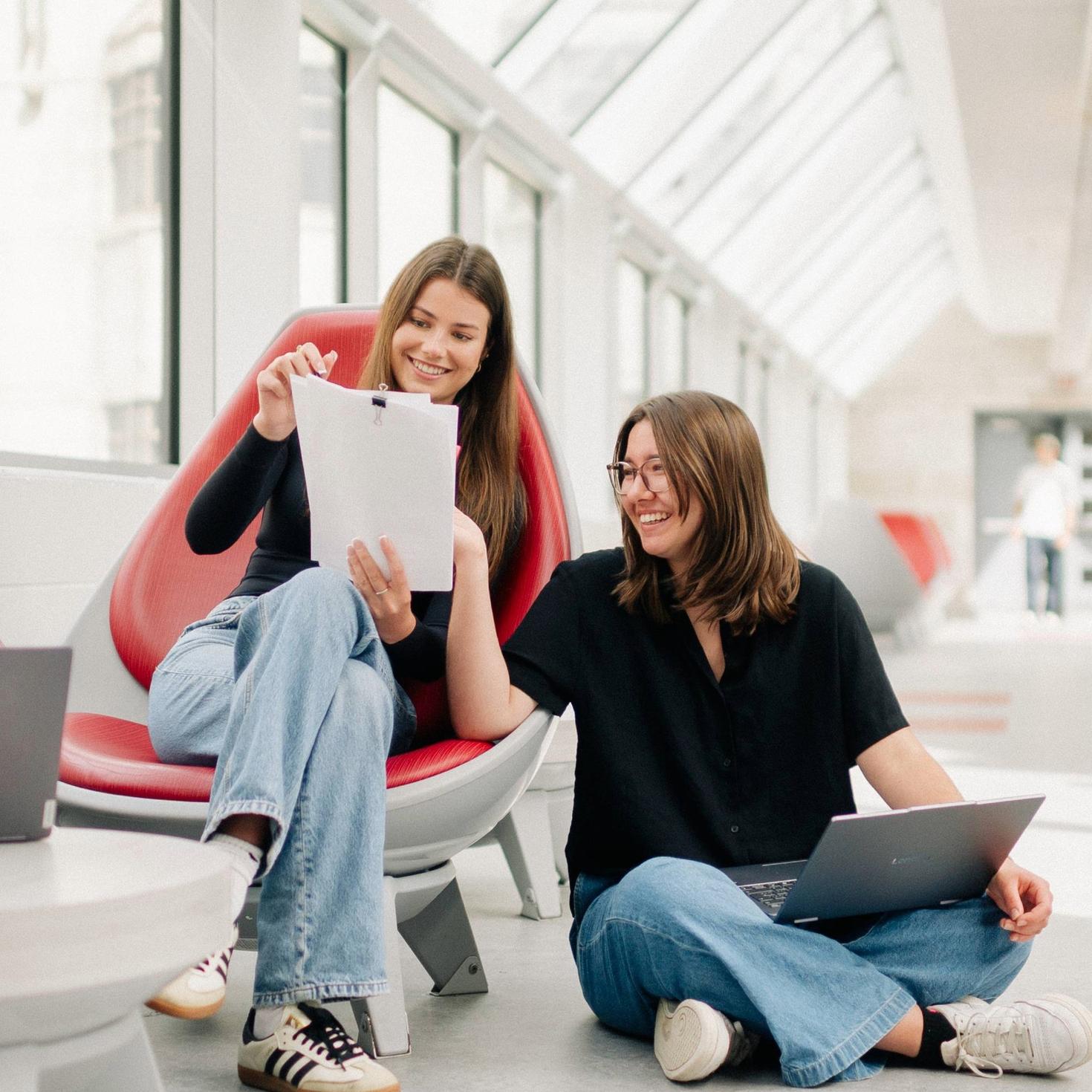 students working on application