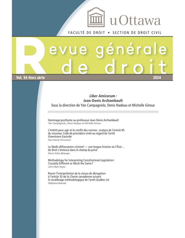 Revue générale de droit HS 2024