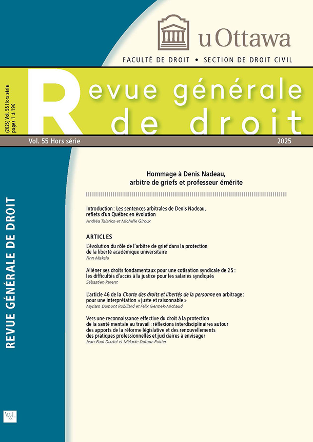 Couverture revue générale de droit vol 55