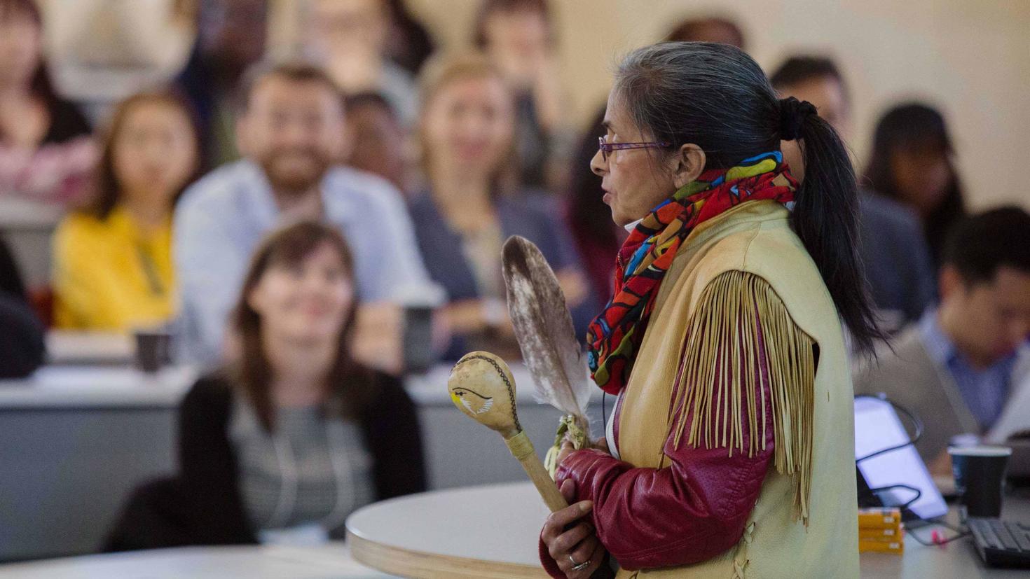 Indigenous Elder at smudge ceremony