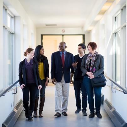 Students in a hallway