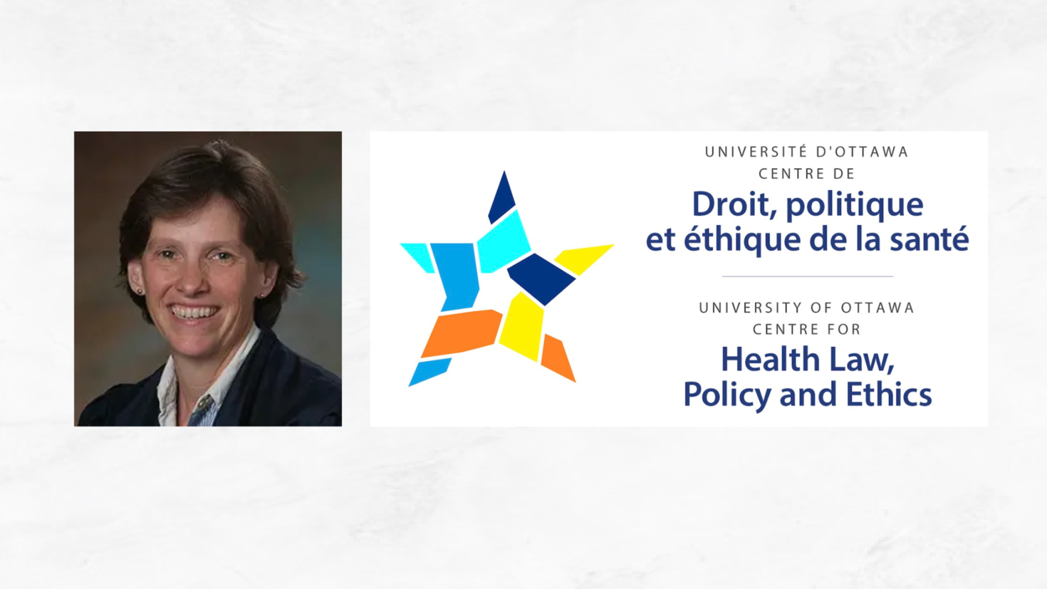 Jo Ellen Patterson portrait, Centre for Health Law logo