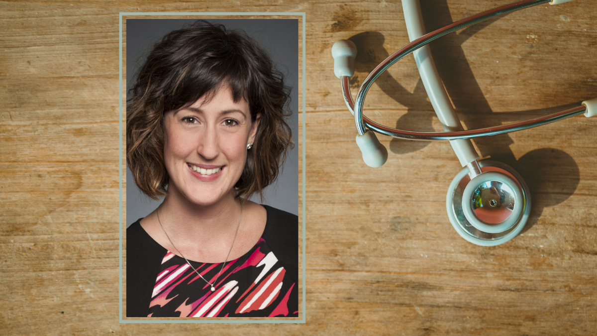 photo of professor Audrey Ferron Parayre with stethoscope