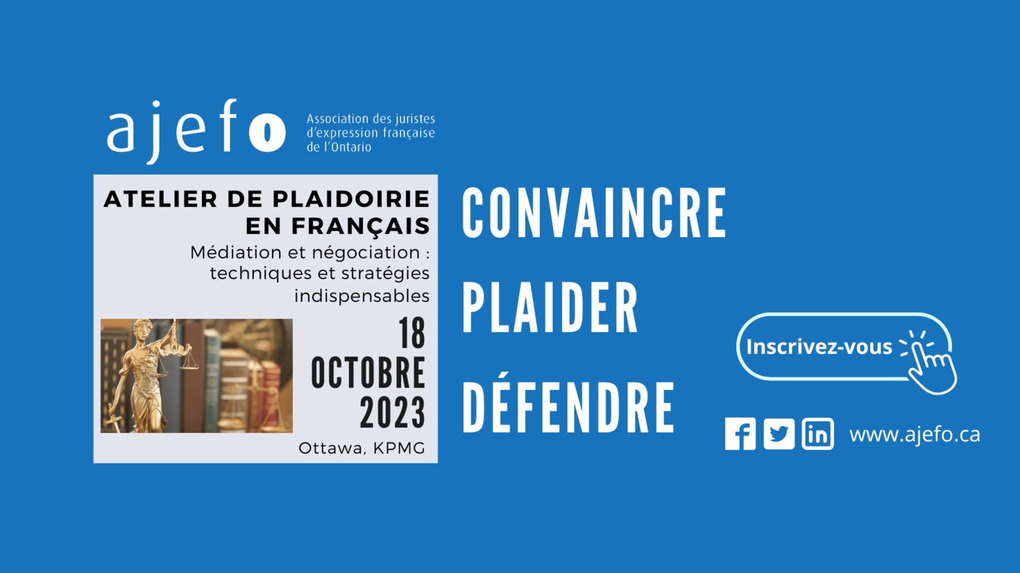 Affiche de l'atelier de plaidories en francais 