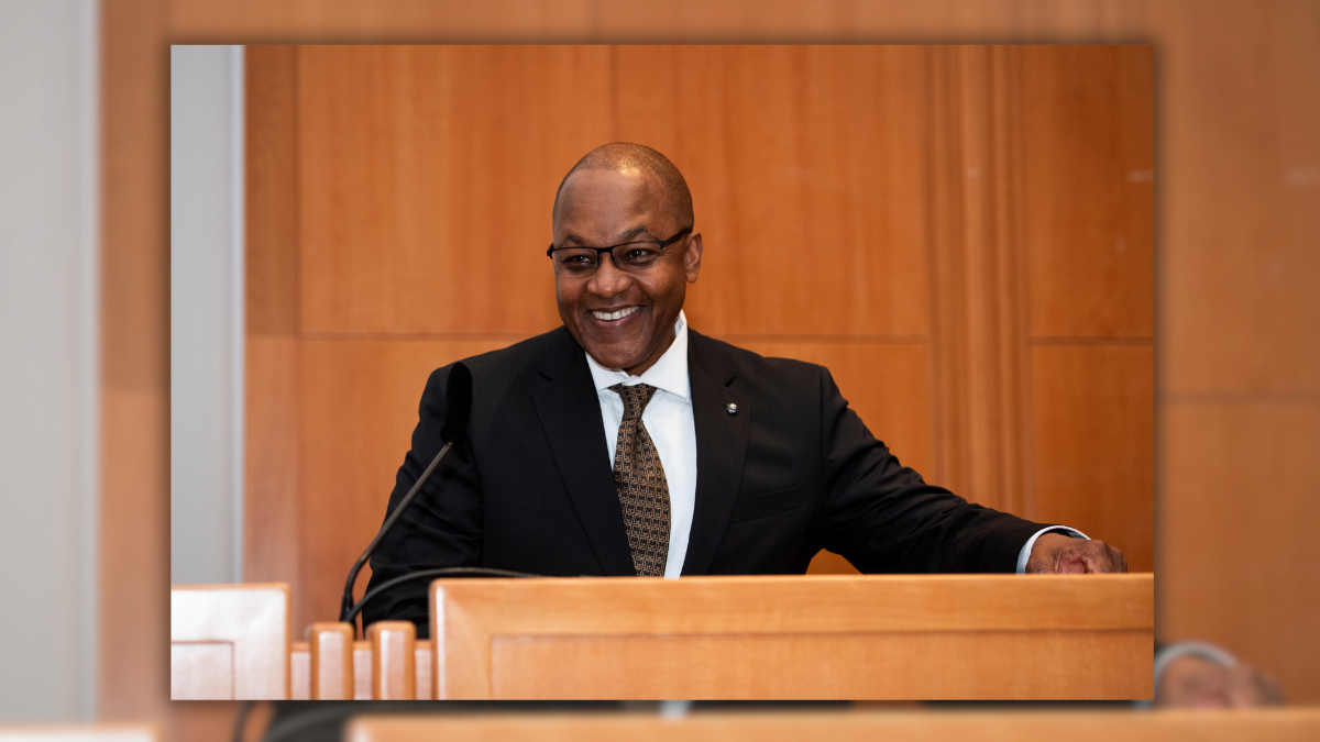 Chief Justice of Ontario, Michael Tulloch, stands at the podium to give the Thomas Feeney memorial lecture