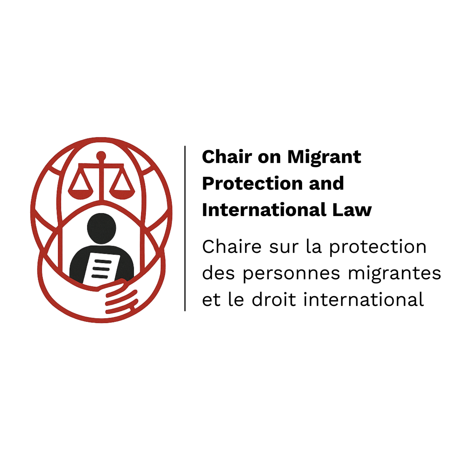 Logo, Chair on Migrant Protection and International Law 