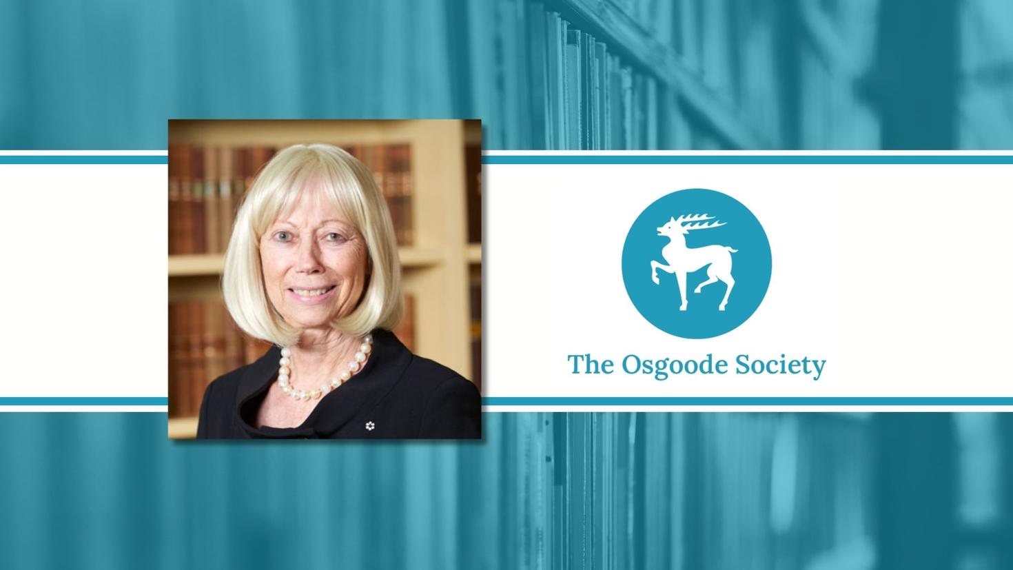 La professeure Constance Backhouse et le logo pour The Osgoode Society