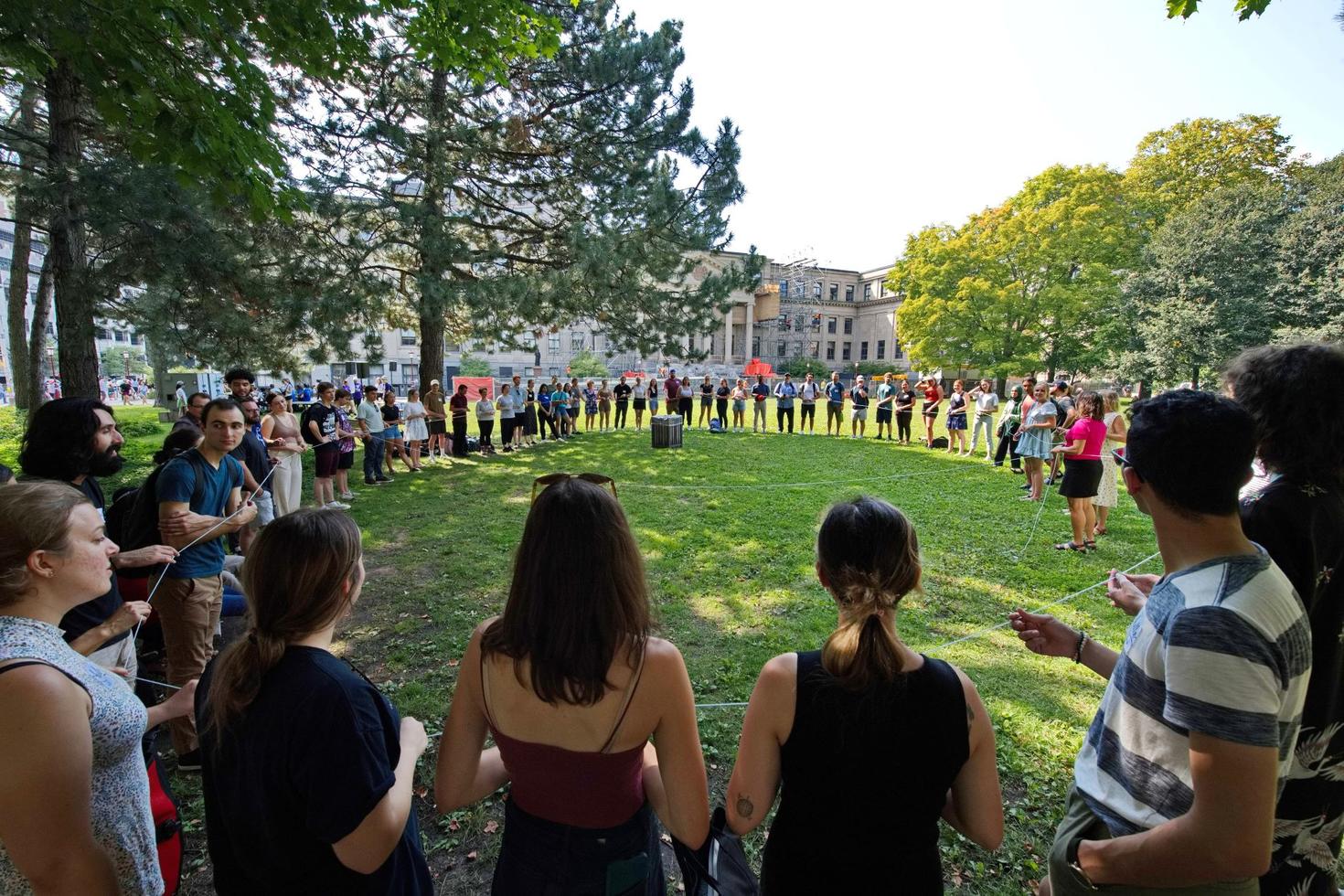 circle of student in University garden