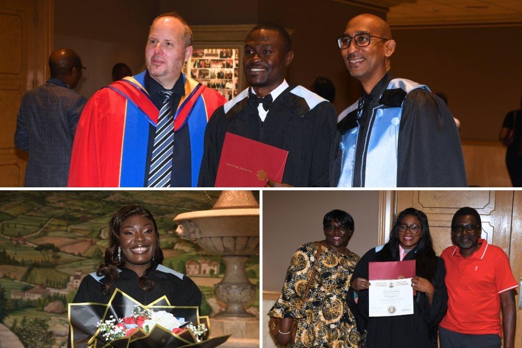 Collage with three scenes of university graduates