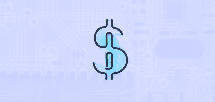 Illustration d'un symbole de dollar sur un fond violet.