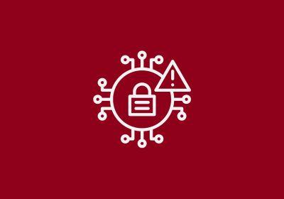 Symbole d'alerte à proximité d'un cadenas et de lignes connectées.
